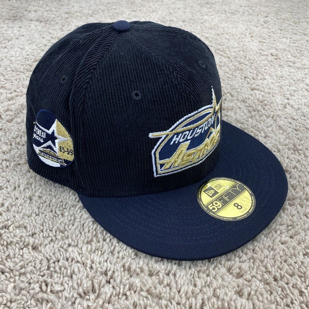 Houston Astros New Era Hat 59Fifty Sz 8 Black Corduroy 35 Years Side Patch Cap‎